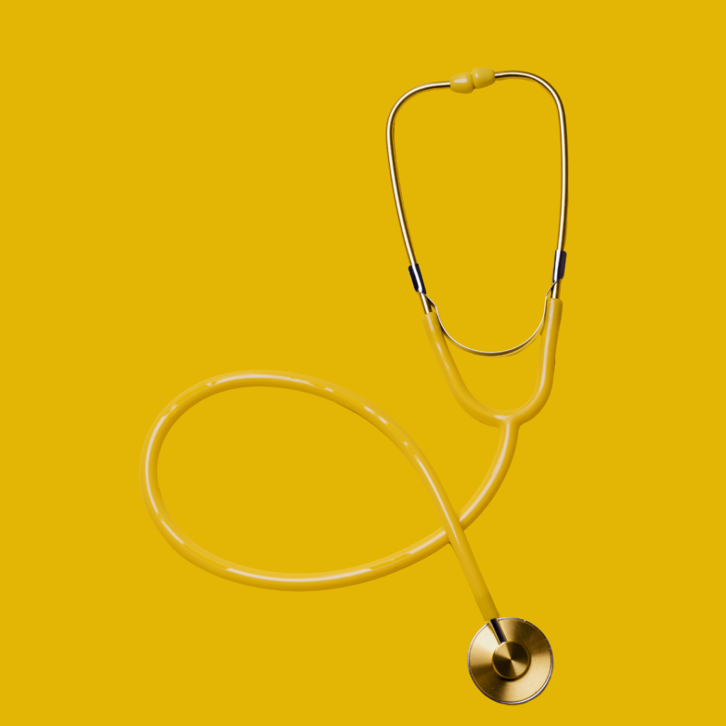 Foto stethoscoop met gele achtergrond